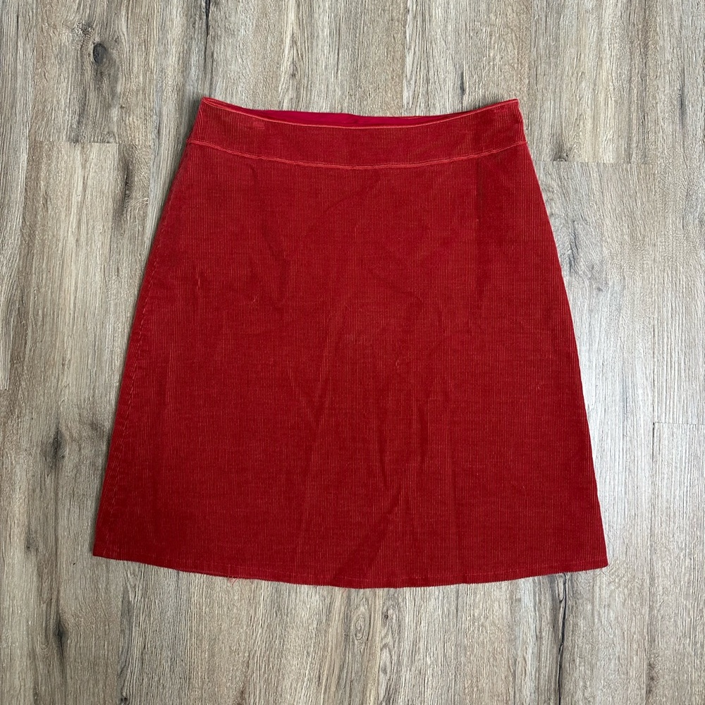 Margaret O'Leary red corduroy skirt